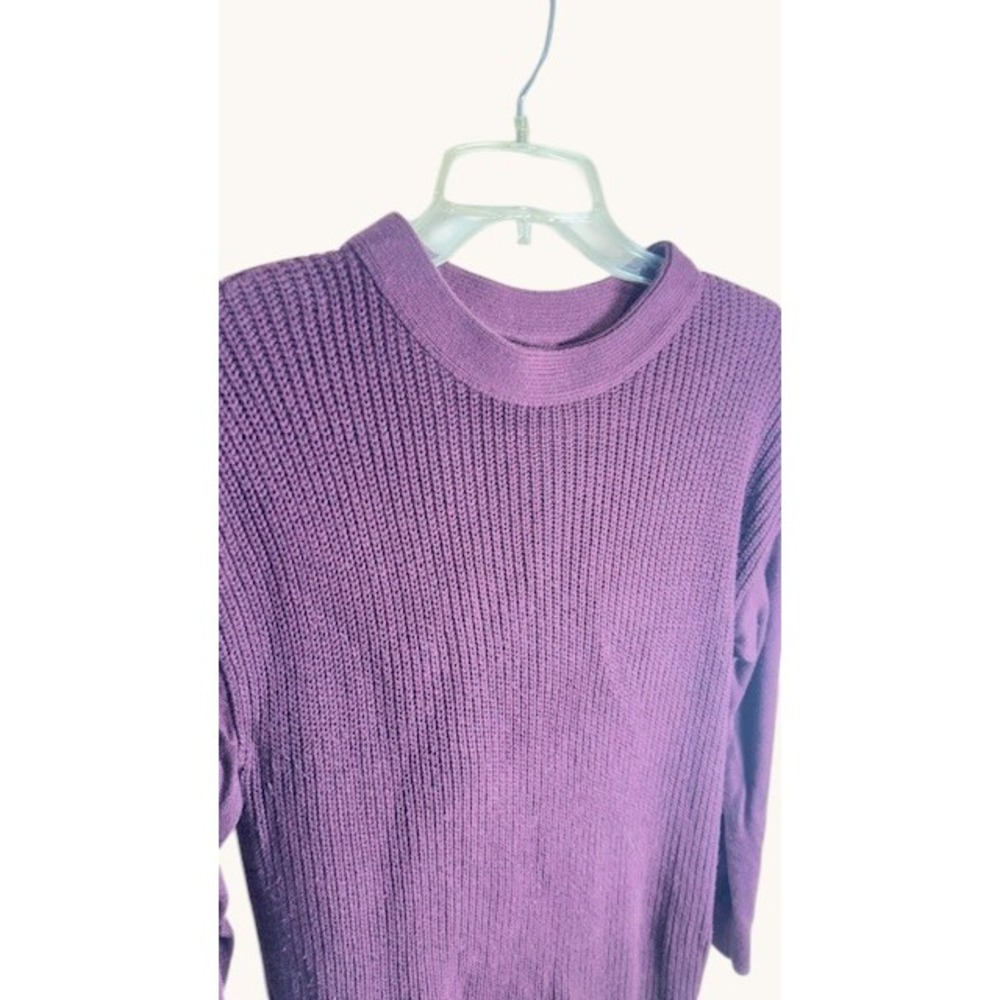 Halogen Ribbed Knit Sweater Dress Burgundy Mock Neck Side Zip Womens Medium - Picture 3 of 9